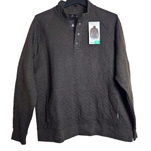 Eddie Bauer Mens Quilted Quarter Snap Mock Neck Pullover Sweater XL Long Sleeve